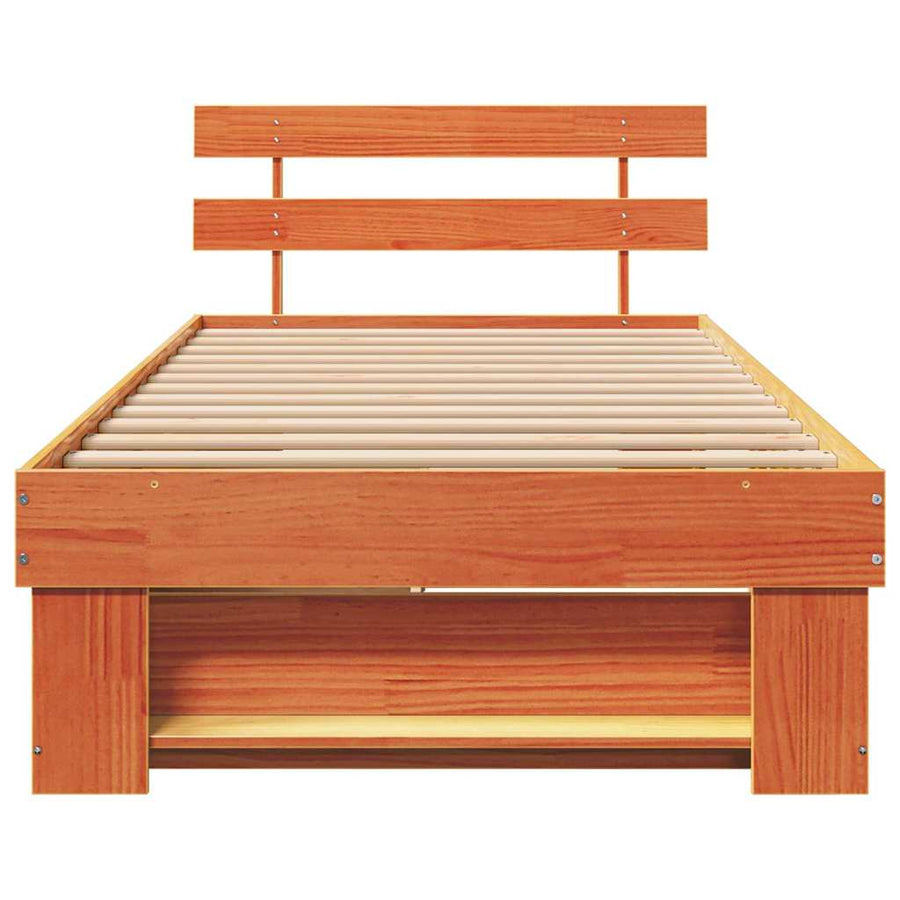 Bedframe met lade Wasbruin 100 x 200 cm Massief grenenhout