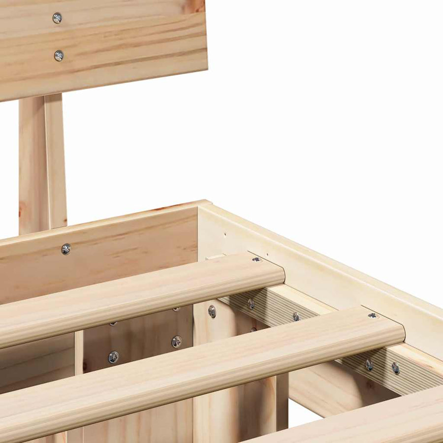 Bedframe met lade met hoofdeinde met opslag Bruin 90 x 200 cm Grenenhout