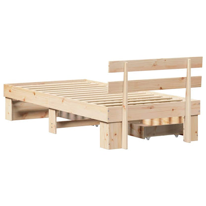 Bedframe met lade met hoofdeinde met opslag Bruin 90 x 190 cm Grenenhout