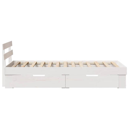 Bedframe met lade met hoofdeinde met opslag Wit 90 x 190 cm Grenenhout