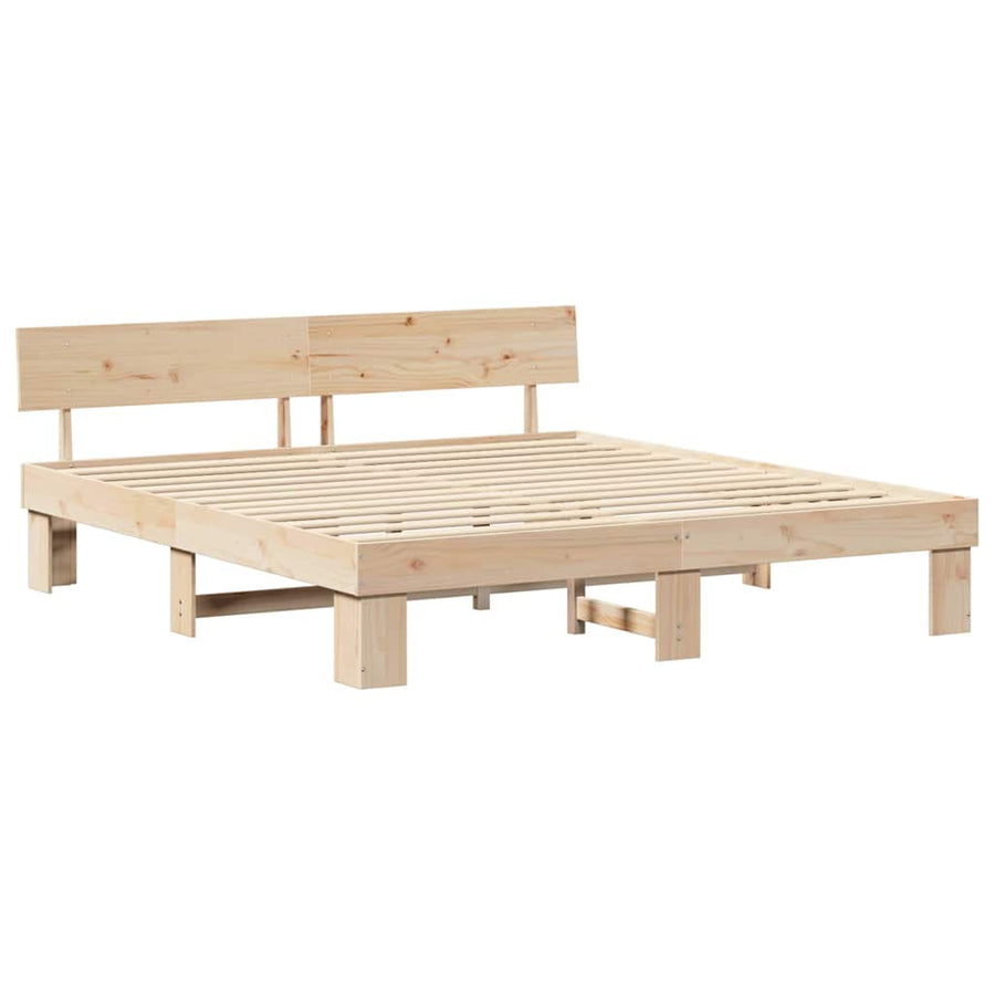 Bedframe met hoofdeinde Bruin 180 x 200 cm Massief grenenhout