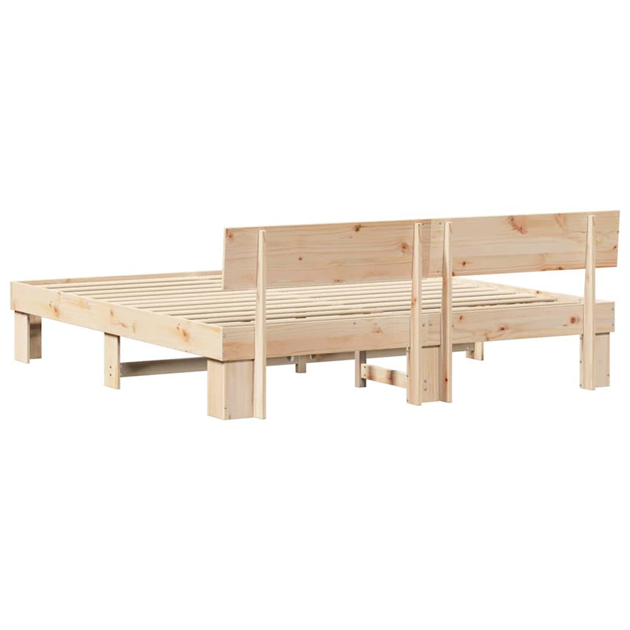 Bedframe met hoofdeinde Bruin 180 x 200 cm Massief grenenhout