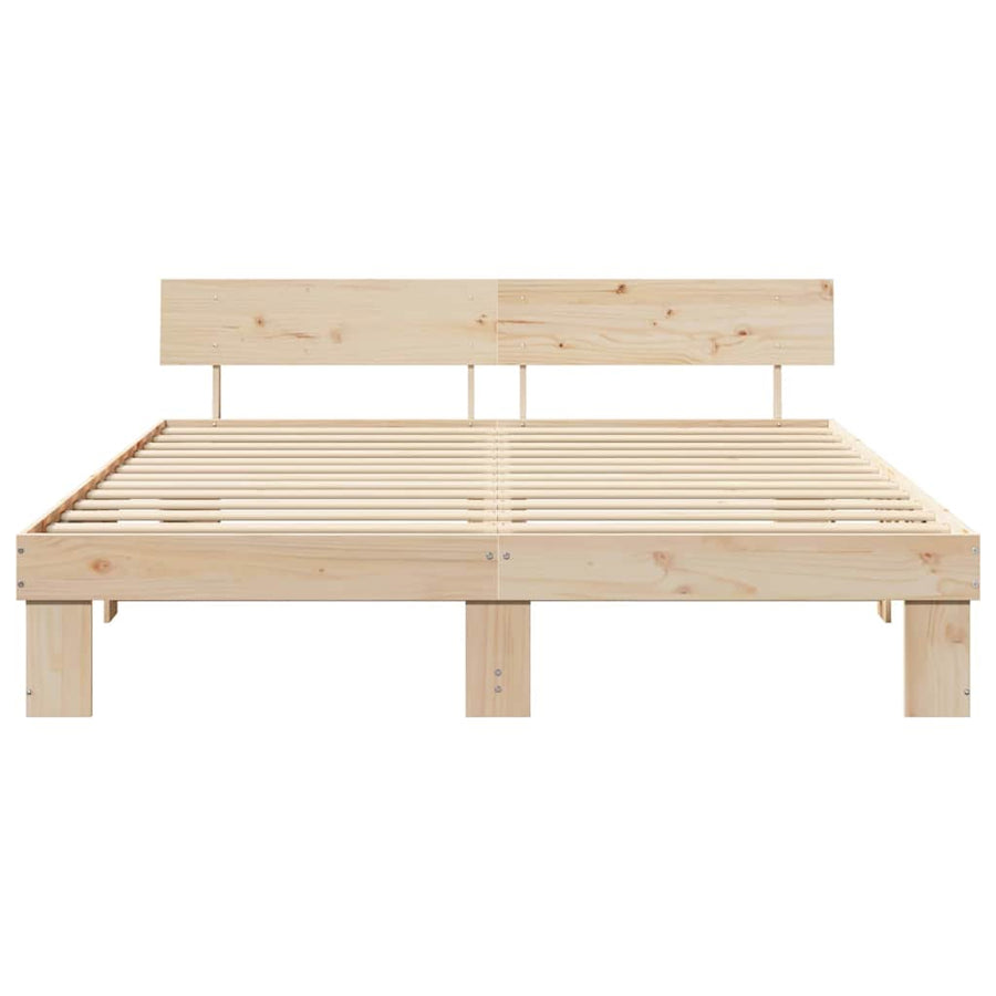 Bedframe met hoofdeinde Bruin 180 x 200 cm Massief grenenhout