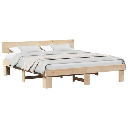 Bedframe met hoofdeinde Bruin 180 x 200 cm Massief grenenhout