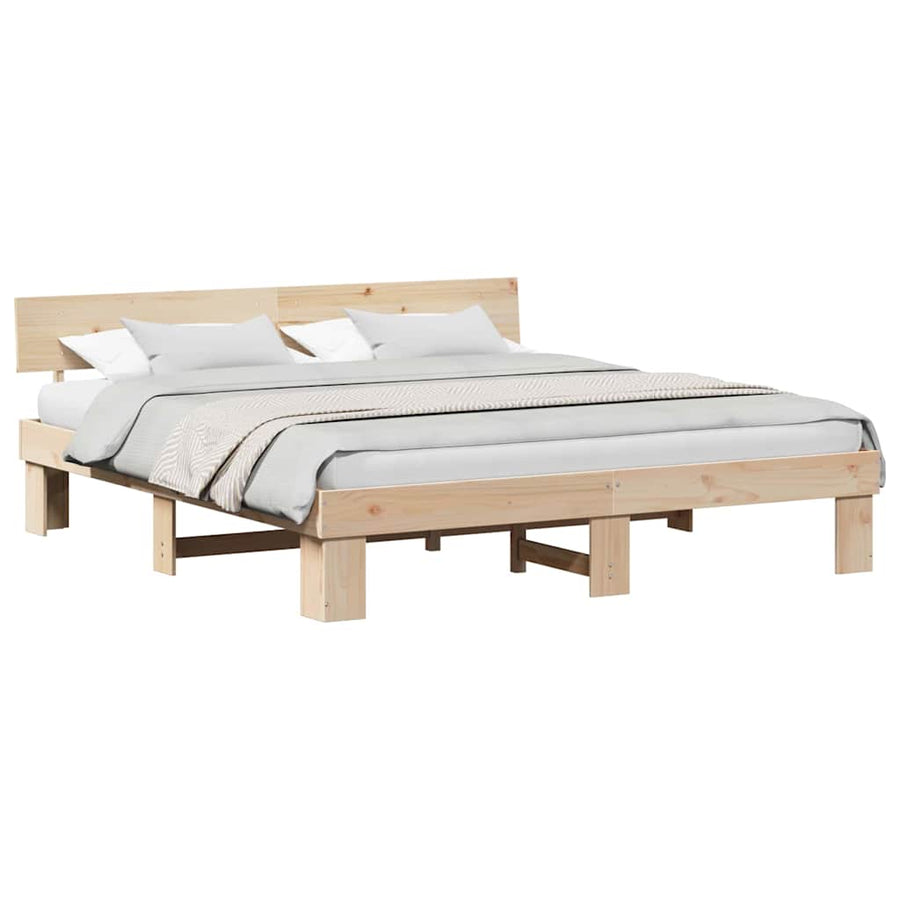 Bedframe met hoofdeinde Bruin 180 x 200 cm Massief grenenhout