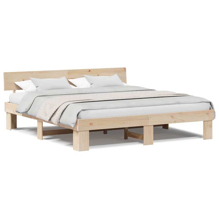 Bedframe met hoofdeinde Bruin 180 x 200 cm Massief grenenhout