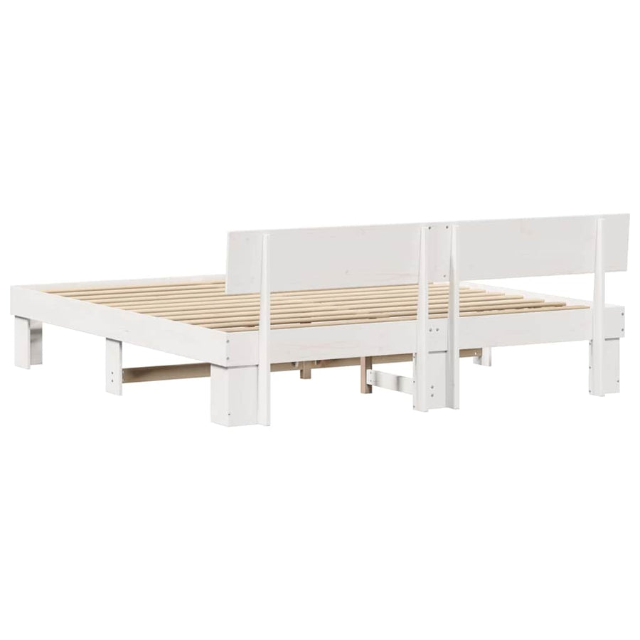Bedframe met hoofdeinde Wit 180 x 200 cm Massief grenenhout