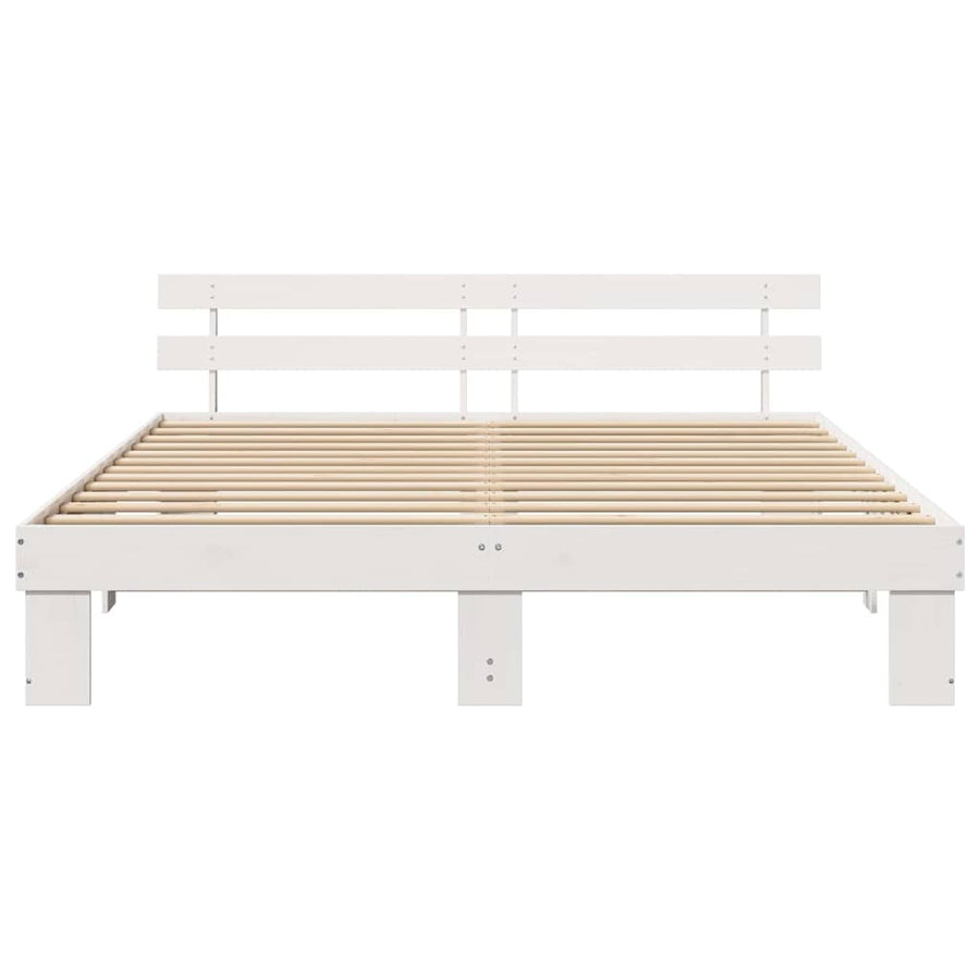 Bedframe met hoofdeinde Wit 180 x 200 cm Massief grenenhout