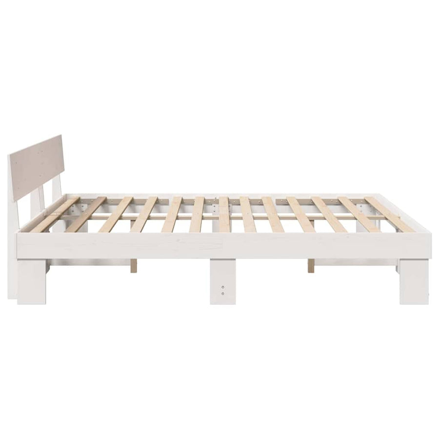 Bedframe met hoofdeinde Wit 180 x 200 cm Massief grenenhout