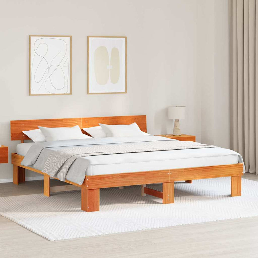 Bedframe met hoofdeinde Wasbruin 180 x 200 cm Grenenhout