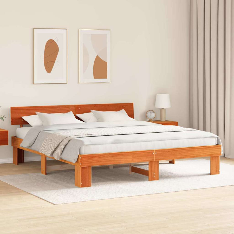 Bedframe met hoofdeinde Wasbruin 180 x 200 cm Grenenhout
