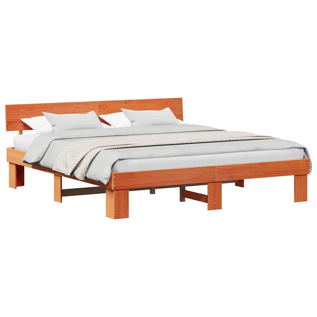 Bedframe met hoofdeinde Wasbruin 180 x 200 cm Grenenhout