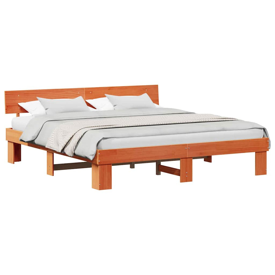Bedframe met hoofdeinde Wasbruin 180 x 200 cm Grenenhout