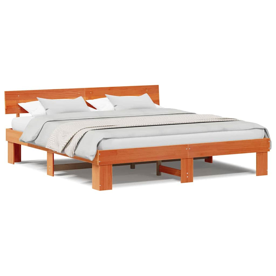 Bedframe met hoofdeinde Wasbruin 180 x 200 cm Grenenhout