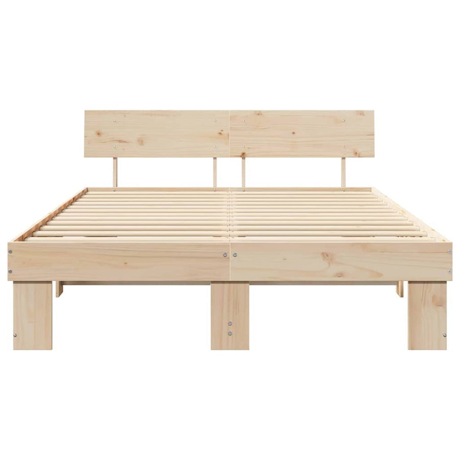 Bedframe met hoofdeinde Bruin 160 x 200 cm Massief grenenhout