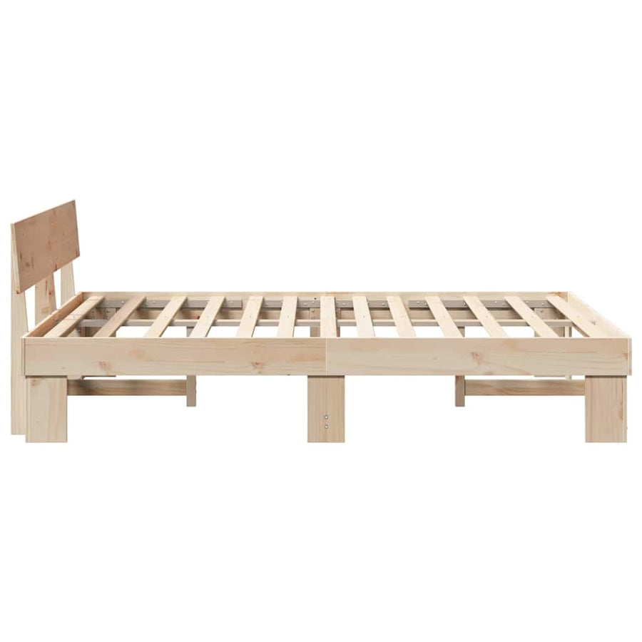 Bedframe met hoofdeinde Bruin 160 x 200 cm Massief grenenhout