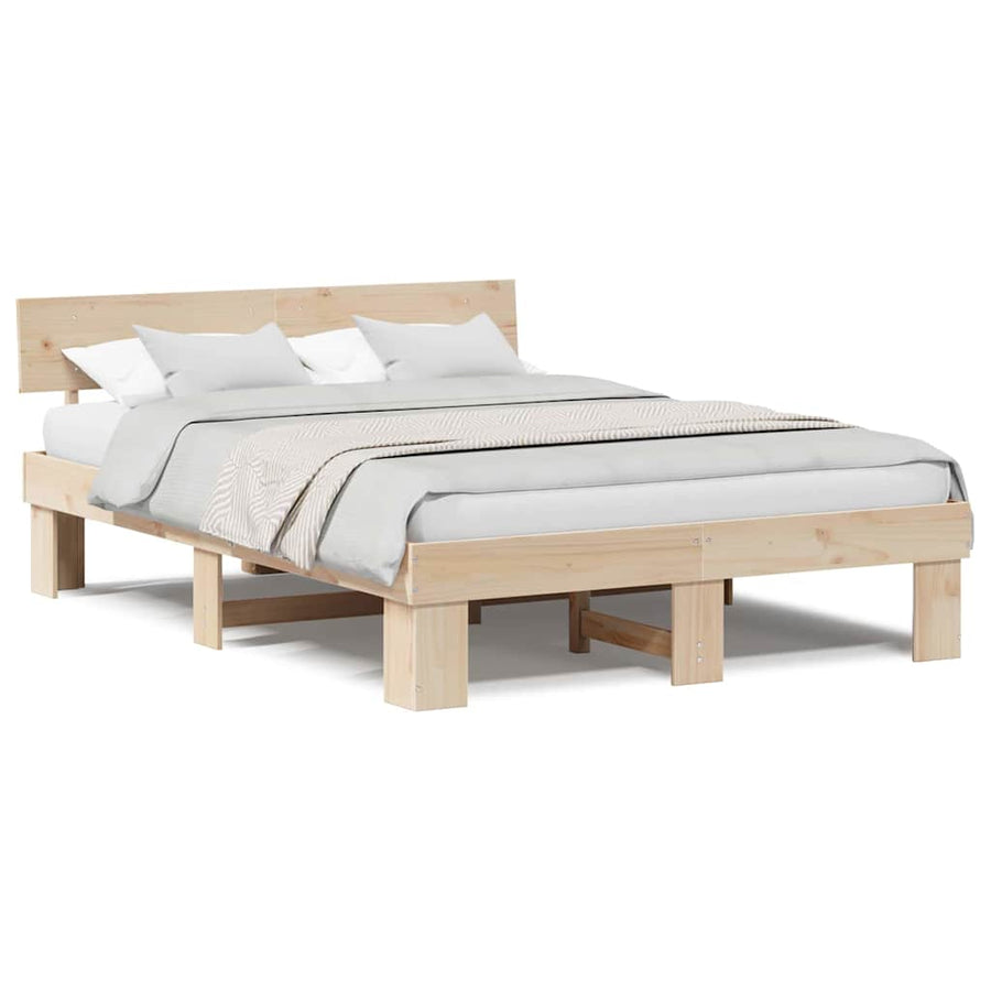 Bedframe met hoofdeinde Bruin 160 x 200 cm Massief grenenhout