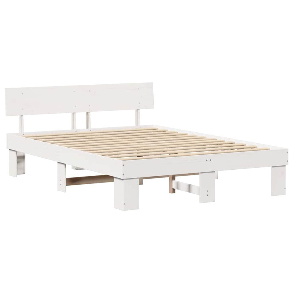 Bedframe met hoofdeinde Wit 160 x 200 cm Grenenhout