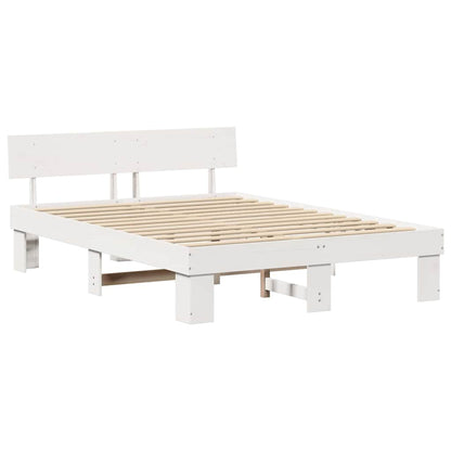 Bedframe met hoofdeinde Wit 160 x 200 cm Grenenhout