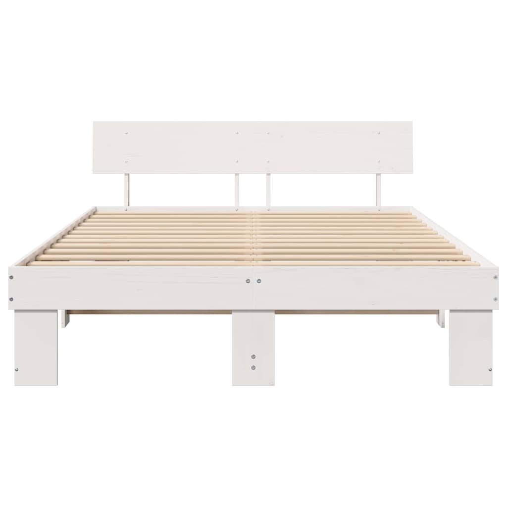 Bedframe met hoofdeinde Wit 160 x 200 cm Grenenhout
