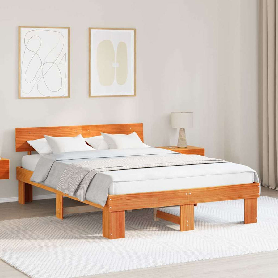 Bedframe met hoofdeinde Wasbruin 160 x 200 cm Grenenhout