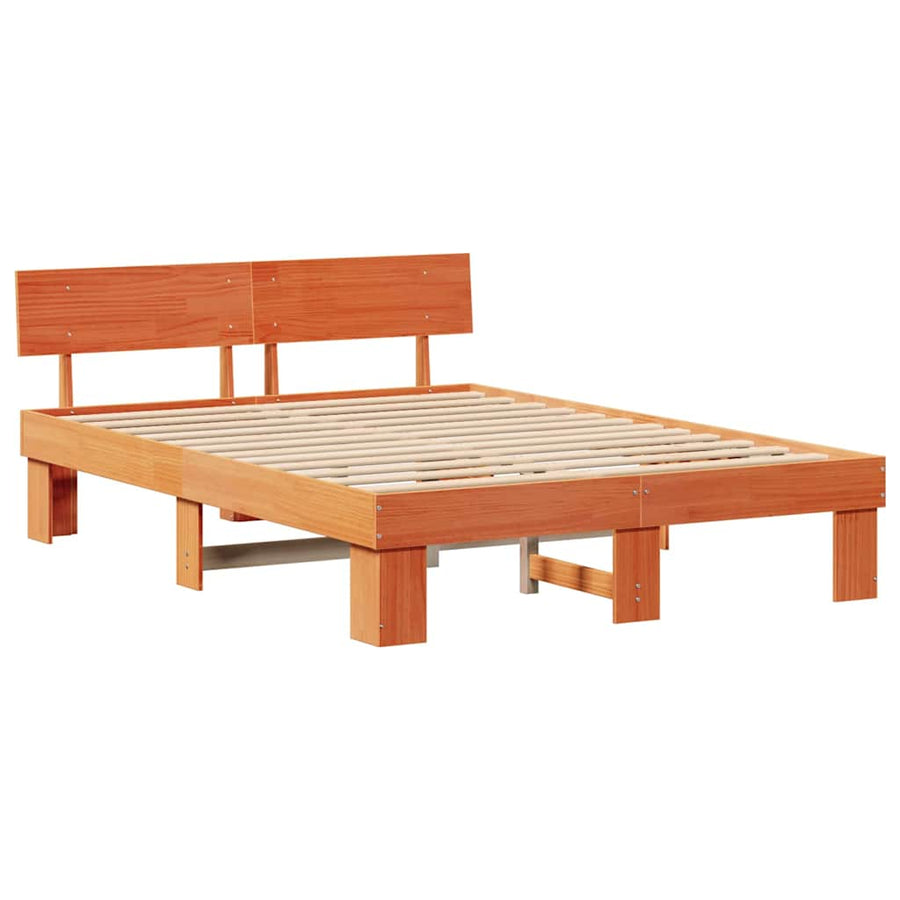 Bedframe met hoofdeinde Wasbruin 160 x 200 cm Grenenhout
