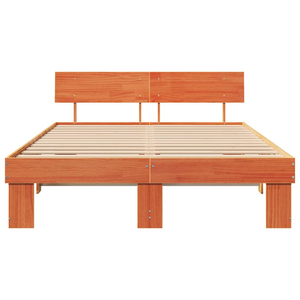 Bedframe met hoofdeinde Wasbruin 160 x 200 cm Grenenhout