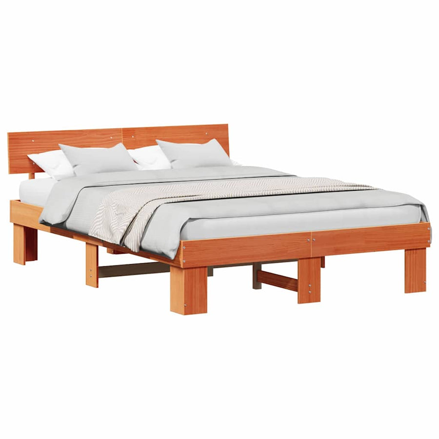 Bedframe met hoofdeinde Wasbruin 160 x 200 cm Grenenhout