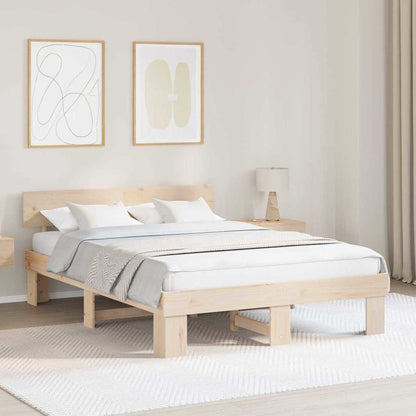 Bedframe met hoofdeinde Bruin 150 x 200 cm Massief grenenhout