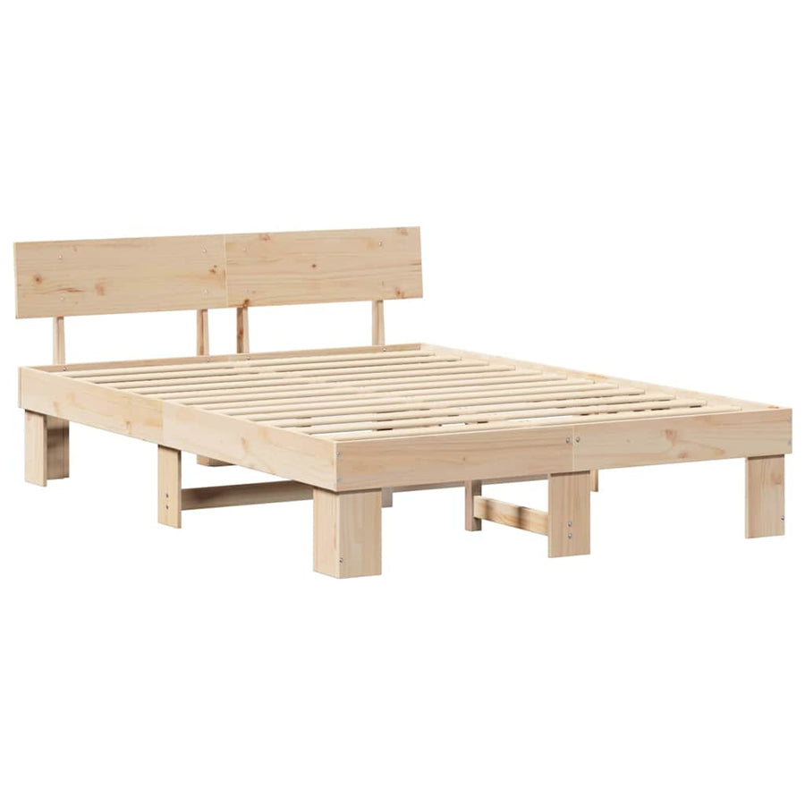 Bedframe met hoofdeinde Bruin 150 x 200 cm Massief grenenhout