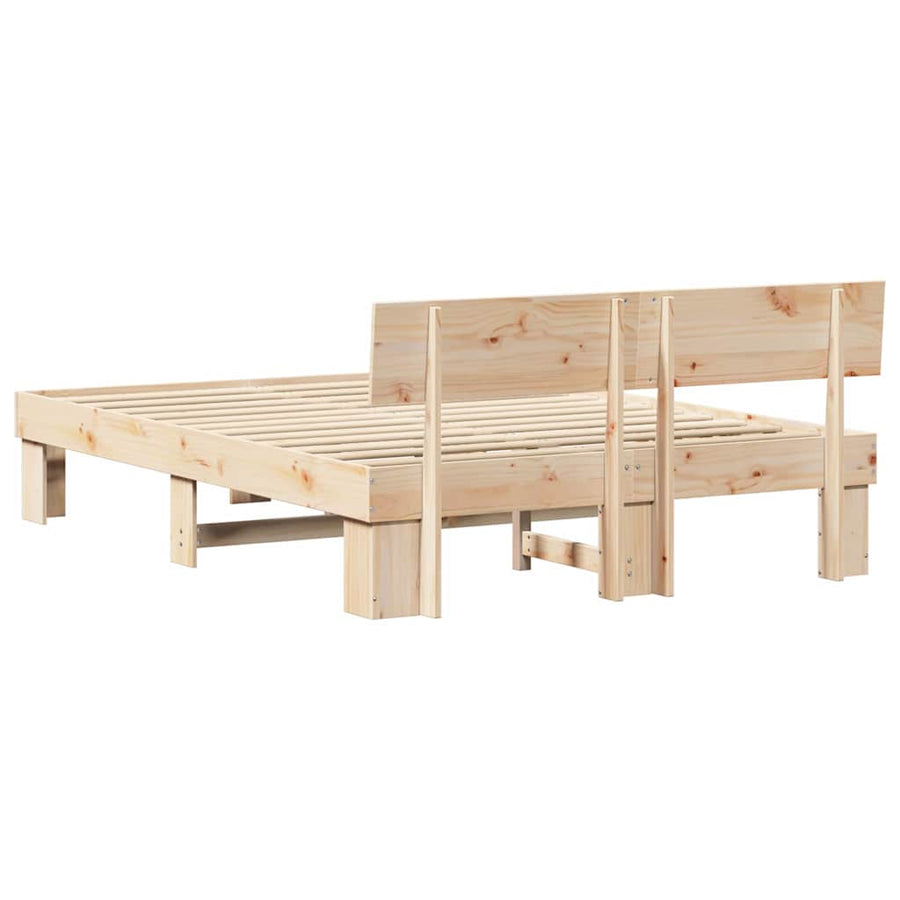 Bedframe met hoofdeinde Bruin 150 x 200 cm Massief grenenhout
