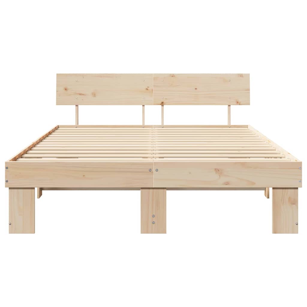 Bedframe met hoofdeinde Bruin 150 x 200 cm Massief grenenhout