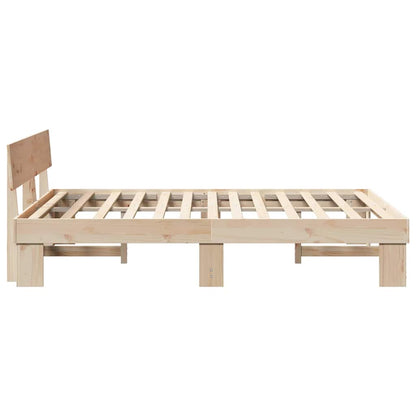 Bedframe met hoofdeinde Bruin 140 x 200 cm Massief grenenhout
