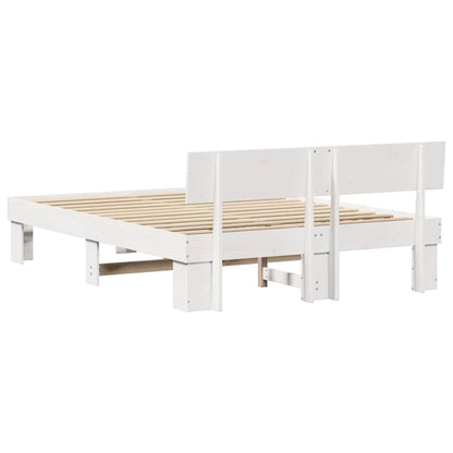 Bedframe met hoofdeinde Wit 140 x 200 cm Massief grenenhout