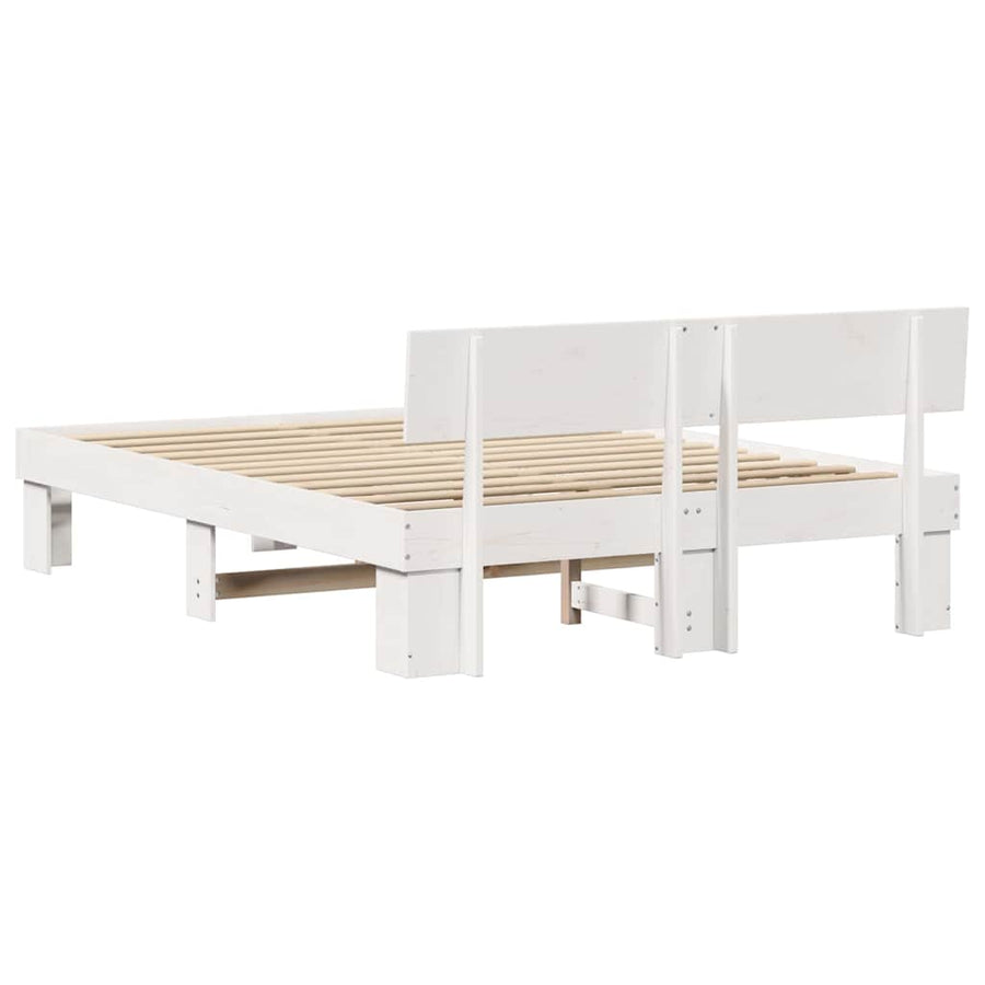 Bedframe met hoofdeinde Wit 140 x 200 cm Massief grenenhout