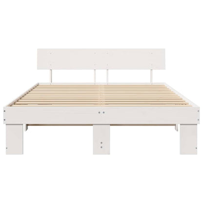 Bedframe met hoofdeinde Wit 140 x 200 cm Massief grenenhout