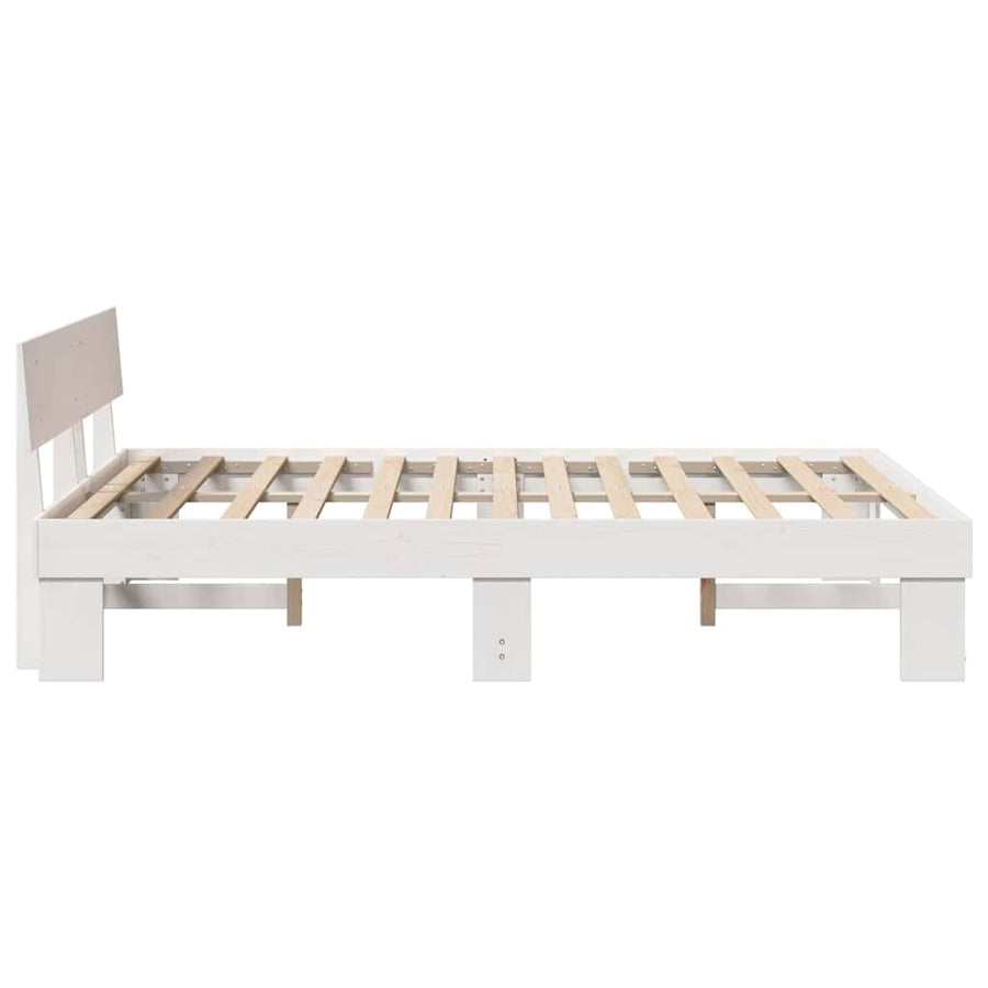 Bedframe met hoofdeinde Wit 140 x 200 cm Massief grenenhout