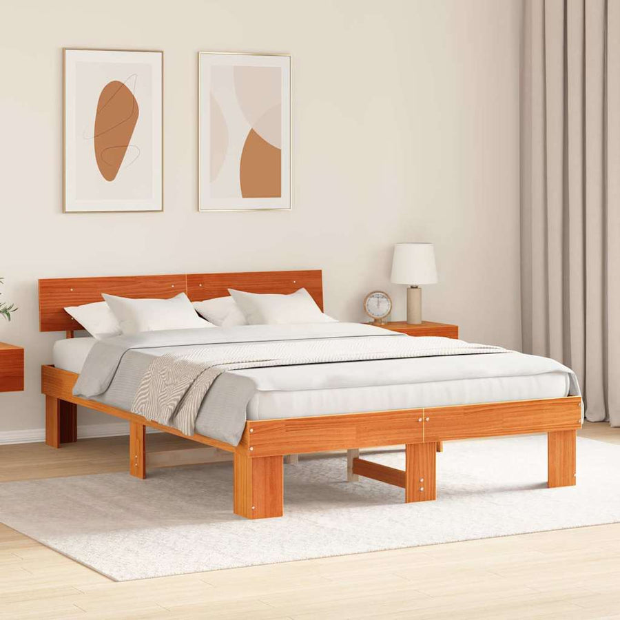 Bedframe Wasbruin 140 x 200 cm Massief grenenhout