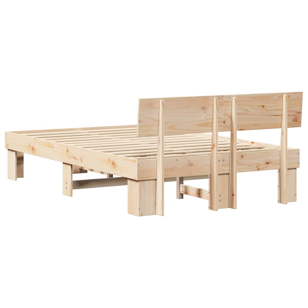 Bedframe met hoofdeinde Bruin 120 x 200 cm Massief grenenhout