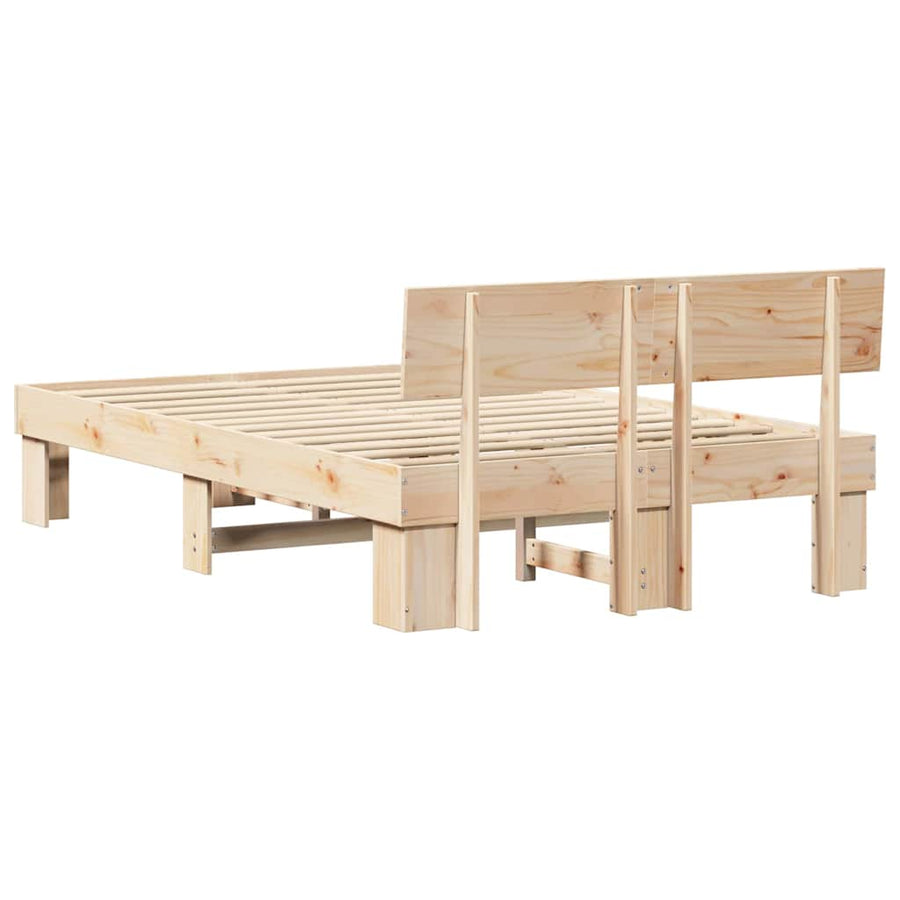 Bedframe met hoofdeinde Bruin 120 x 200 cm Massief grenenhout