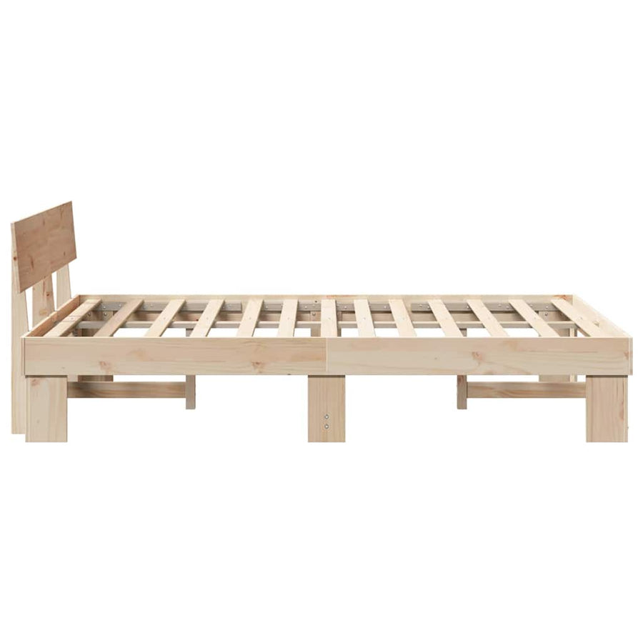 Bedframe met hoofdeinde Bruin 120 x 200 cm Massief grenenhout