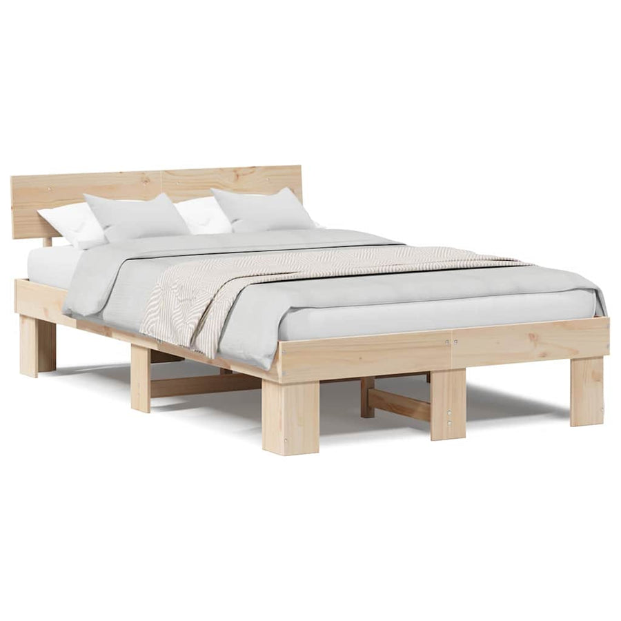 Bedframe met hoofdeinde Bruin 120 x 200 cm Massief grenenhout
