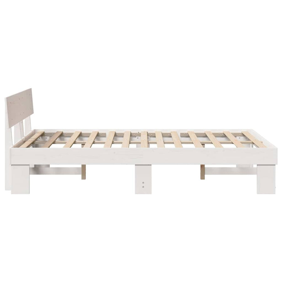 Bedframe met hoofdeinde Wit 120 x 200 cm Massief grenenhout