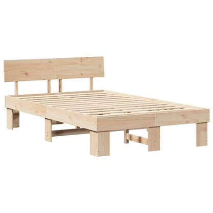 Bedframe met hoofdeinde Bruin 140 x 190 cm Massief grenenhout