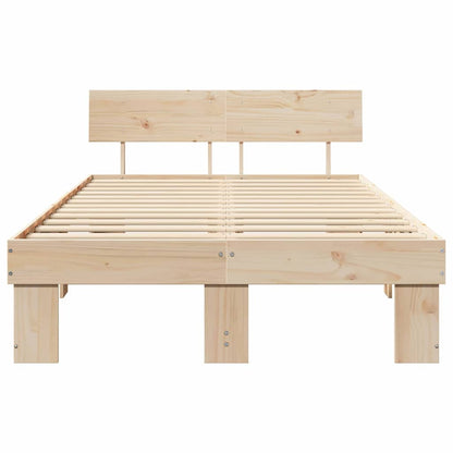 Bedframe met hoofdeinde Bruin 140 x 190 cm Massief grenenhout