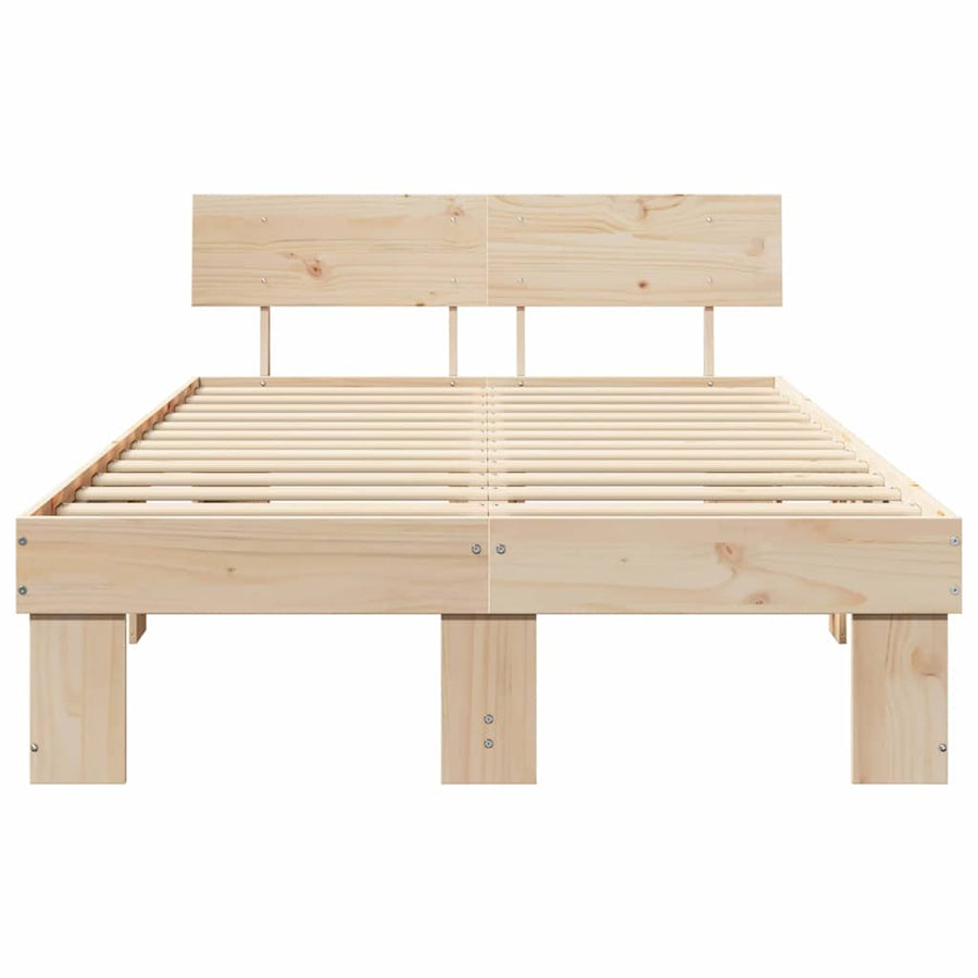 Bedframe met hoofdeinde Bruin 140 x 190 cm Massief grenenhout