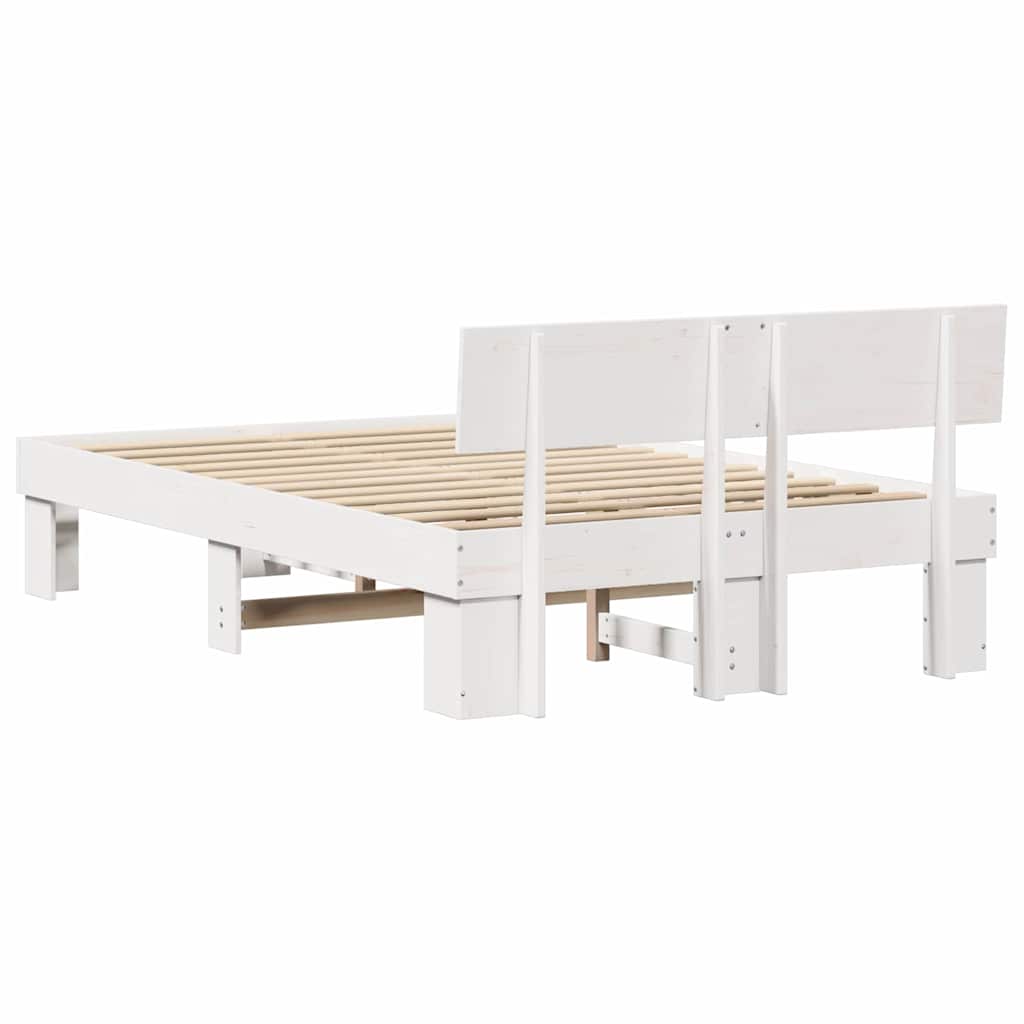 Bedframe met hoofdeinde Wit 140 x 190 cm Massief grenenhout