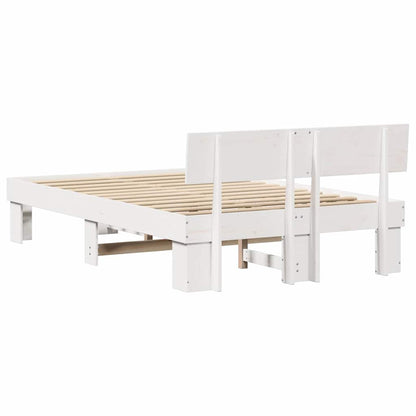 Bedframe met hoofdeinde Wit 140 x 190 cm Massief grenenhout
