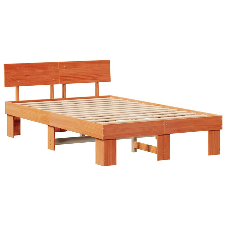 Bedframe Wasbruin 135 x 190 cm Massief grenenhout