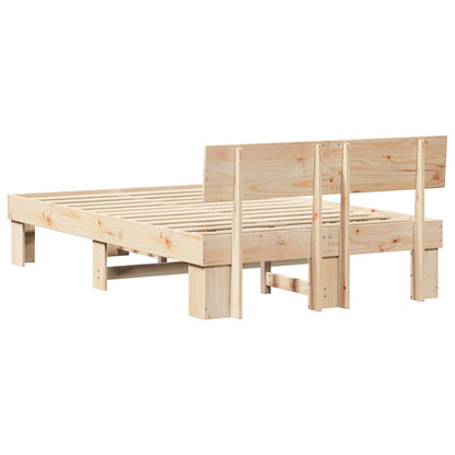 Bedframe met hoofdeinde Bruin 120 x 190 cm Massief grenenhout